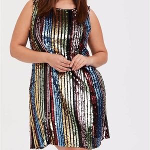 New 1X Torrid Rainbow Stripe Sequin Party Dress